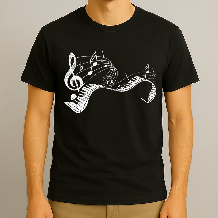 Pianist Music Notes Treble Clef Piano Player Keyboard Piano T-Shirt