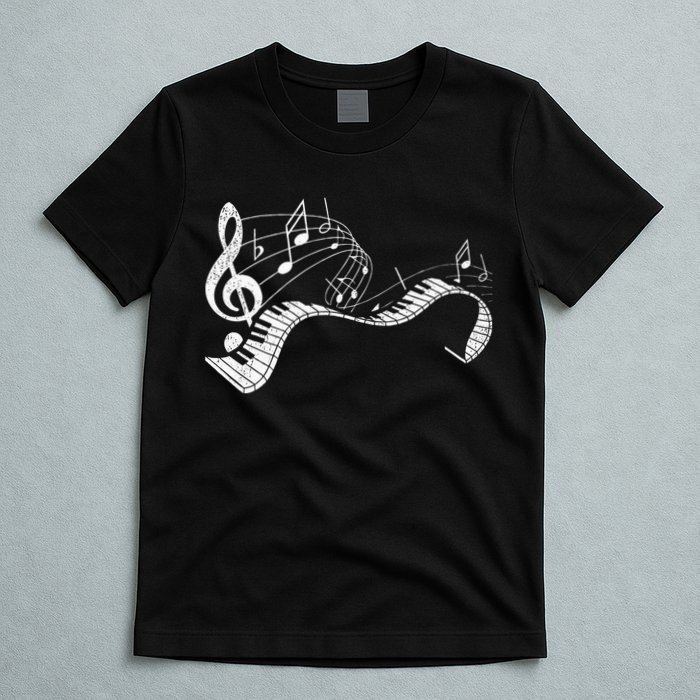 Pianist Music Notes Treble Clef Piano Player Keyboard Piano T-Shirt