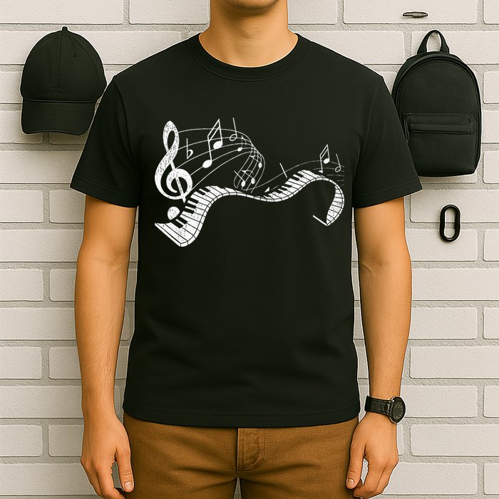 Pianist Music Notes Treble Clef Piano Player Keyboard Piano T-Shirt