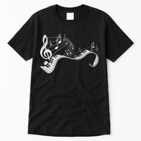 Pianist Music Notes Treble Clef Piano Player Keyboard Piano Tall T-Shirt