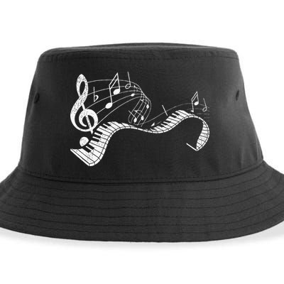 Pianist Music Notes Treble Clef Piano Player Keyboard Piano Sustainable Bucket Hat
