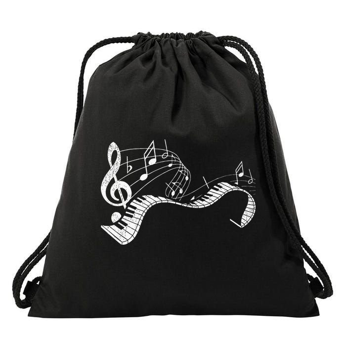 Pianist Music Notes Treble Clef Piano Player Keyboard Piano Drawstring Bag