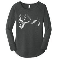 Pianist Music Notes Treble Clef Piano Player Keyboard Piano Women's Perfect Tri Tunic Long Sleeve Shirt