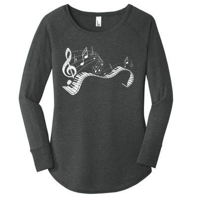 Pianist Music Notes Treble Clef Piano Player Keyboard Piano Women's Perfect Tri Tunic Long Sleeve Shirt