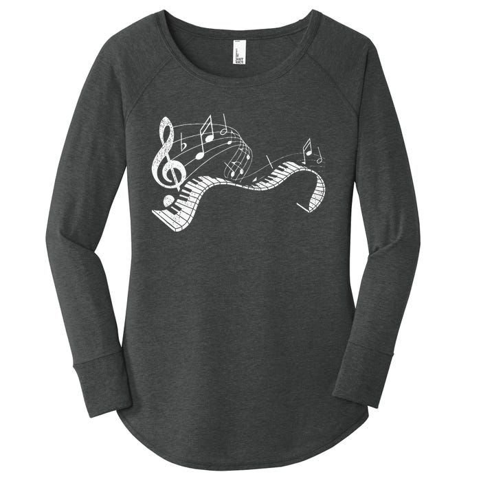 Pianist Music Notes Treble Clef Piano Player Keyboard Piano Women's Perfect Tri Tunic Long Sleeve Shirt