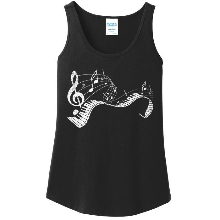 Pianist Music Notes Treble Clef Piano Player Keyboard Piano Ladies Essential Tank