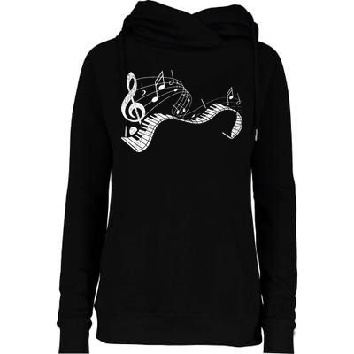 Pianist Music Notes Treble Clef Piano Player Keyboard Piano Womens Funnel Neck Pullover Hood
