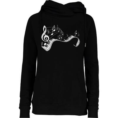 Pianist Music Notes Treble Clef Piano Player Keyboard Piano Womens Funnel Neck Pullover Hood