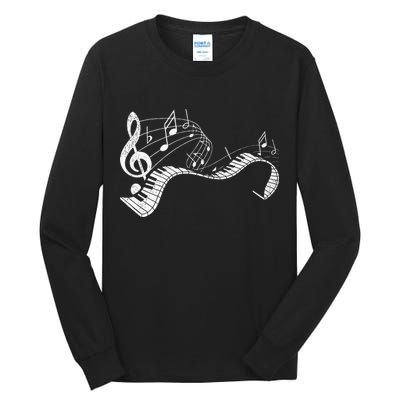 Pianist Music Notes Treble Clef Piano Player Keyboard Piano Tall Long Sleeve T-Shirt