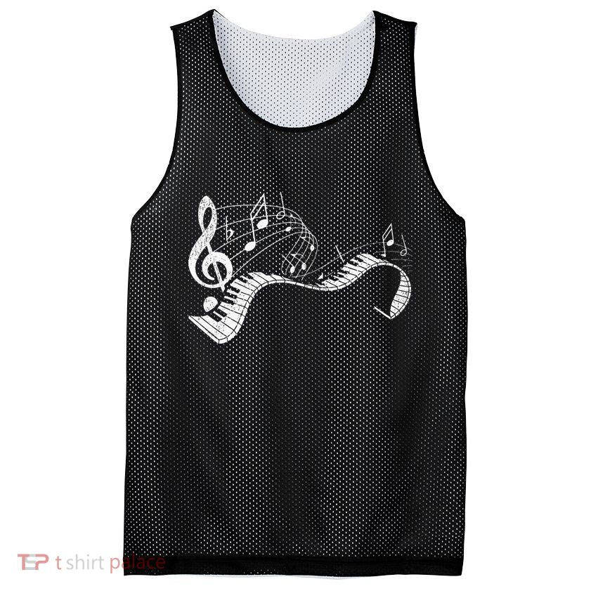 Pianist Music Notes Treble Clef Piano Player Keyboard Piano Mesh Reversible Basketball Jersey Tank