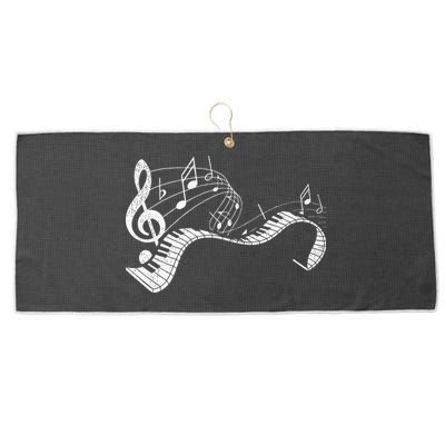 Pianist Music Notes Treble Clef Piano Player Keyboard Piano Large Microfiber Waffle Golf Towel