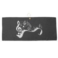 Pianist Music Notes Treble Clef Piano Player Keyboard Piano Large Microfiber Waffle Golf Towel