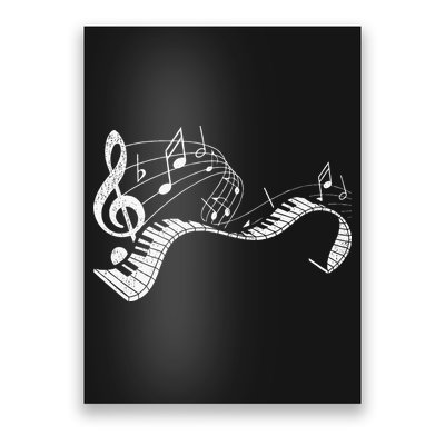 Pianist Music Notes Treble Clef Piano Player Keyboard Piano Poster