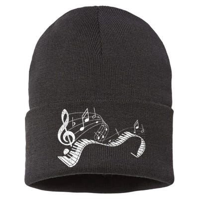 Pianist Music Notes Treble Clef Piano Player Keyboard Piano Sustainable Knit Beanie