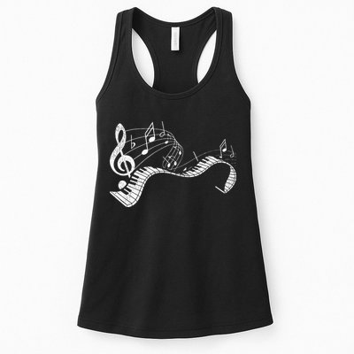 Pianist Music Notes Treble Clef Piano Player Keyboard Piano Womens Tank Top