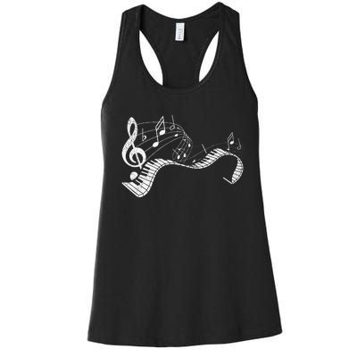 Pianist Music Notes Treble Clef Piano Player Keyboard Piano Women's Racerback Tank