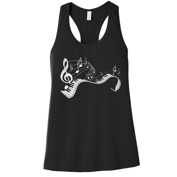 Pianist Music Notes Treble Clef Piano Player Keyboard Piano Women's Racerback Tank