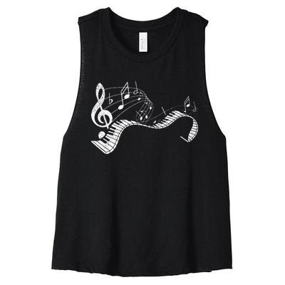 Pianist Music Notes Treble Clef Piano Player Keyboard Piano Women's Racerback Cropped Tank