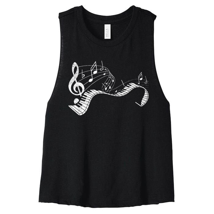 Pianist Music Notes Treble Clef Piano Player Keyboard Piano Women's Racerback Cropped Tank