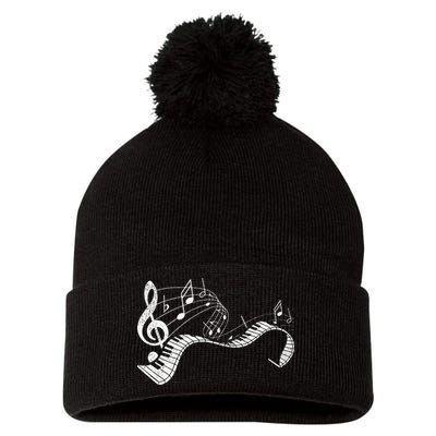 Pianist Music Notes Treble Clef Piano Player Keyboard Piano Pom Pom 12in Knit Beanie