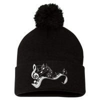 Pianist Music Notes Treble Clef Piano Player Keyboard Piano Pom Pom 12in Knit Beanie