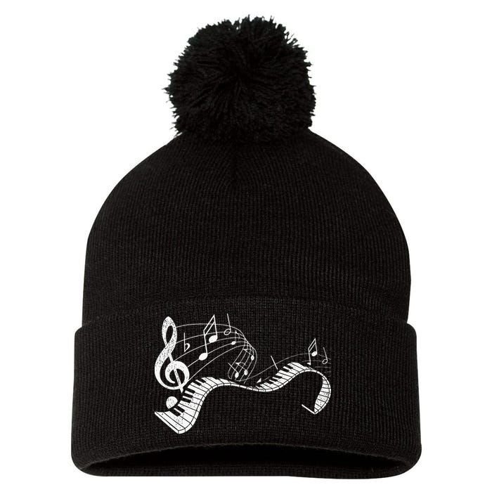 Pianist Music Notes Treble Clef Piano Player Keyboard Piano Pom Pom 12in Knit Beanie