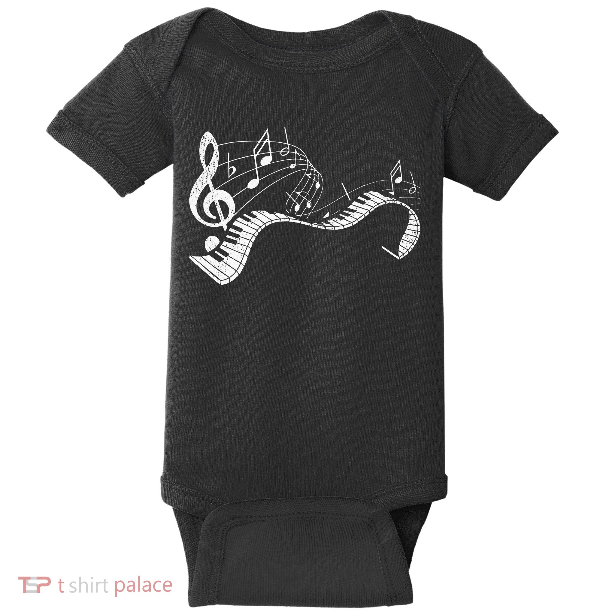 Pianist Music Notes Treble Clef Piano Player Keyboard Piano Baby Bodysuit