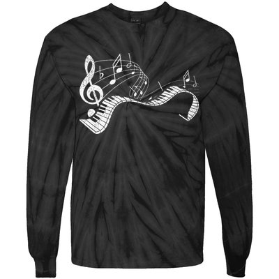 Pianist Music Notes Treble Clef Piano Player Keyboard Piano Tie-Dye Long Sleeve Shirt