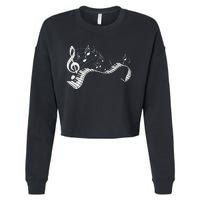 Pianist Music Notes Treble Clef Piano Player Keyboard Piano Cropped Pullover Crew