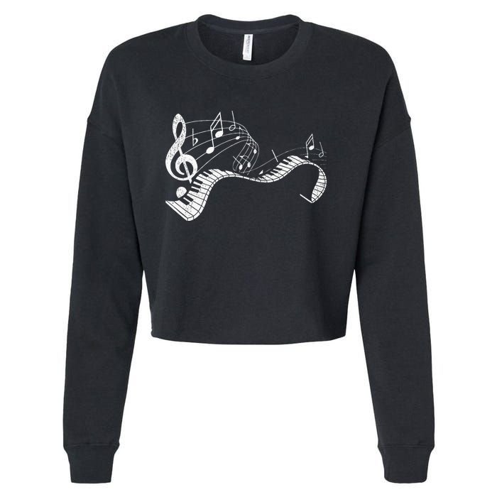 Pianist Music Notes Treble Clef Piano Player Keyboard Piano Cropped Pullover Crew