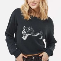 Pianist Music Notes Treble Clef Piano Player Keyboard Piano Cropped Pullover Crew