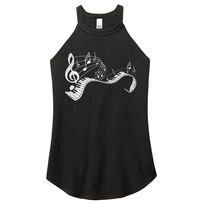 Pianist Music Notes Treble Clef Piano Player Keyboard Piano Women's Perfect Tri Rocker Tank