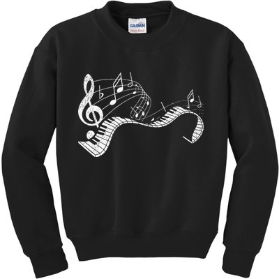 Pianist Music Notes Treble Clef Piano Player Keyboard Piano Kids Sweatshirt