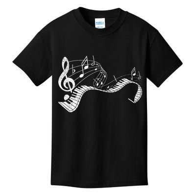 Pianist Music Notes Treble Clef Piano Player Keyboard Piano Kids T-Shirt