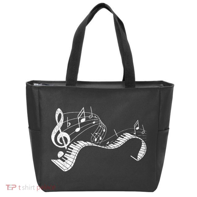 Pianist Music Notes Treble Clef Piano Player Keyboard Piano Zip Tote Bag