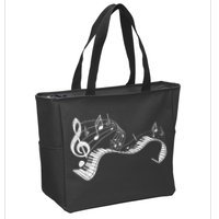 Pianist Music Notes Treble Clef Piano Player Keyboard Piano Zip Tote Bag