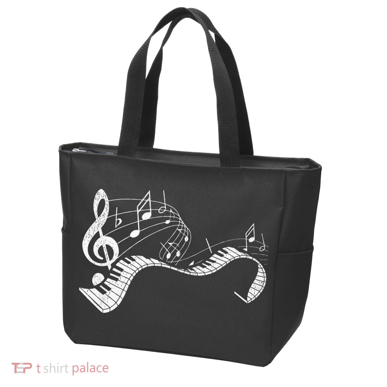 Pianist Music Notes Treble Clef Piano Player Keyboard Piano Zip Tote Bag