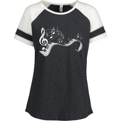 Pianist Music Notes Treble Clef Piano Player Keyboard Piano Enza Ladies Jersey Colorblock Tee