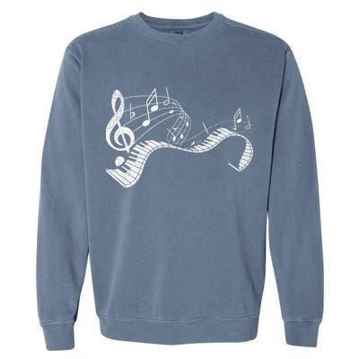 Pianist Music Notes Treble Clef Piano Player Keyboard Piano Garment-Dyed Sweatshirt