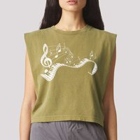 Pianist Music Notes Treble Clef Piano Player Keyboard Piano Garment-Dyed Women's Muscle Tee