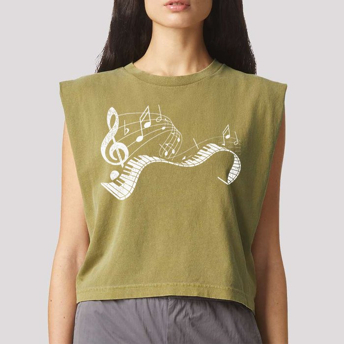 Pianist Music Notes Treble Clef Piano Player Keyboard Piano Garment-Dyed Women's Muscle Tee