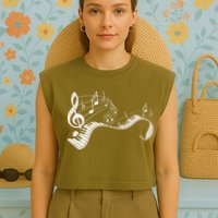 Pianist Music Notes Treble Clef Piano Player Keyboard Piano Garment-Dyed Women's Muscle Tee