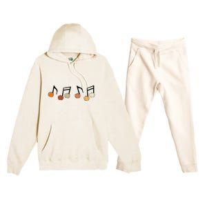 Pumpkin Music Note Fall Music Teacher Halloween Music Teacher Premium Hooded Sweatsuit Set