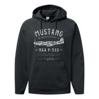 P51 Mustang North American Aviation Ww2 P51 Fighter Plane Performance Fleece Hoodie