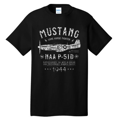 P51 Mustang North American Aviation Ww2 P51 Fighter Plane Tall T-Shirt