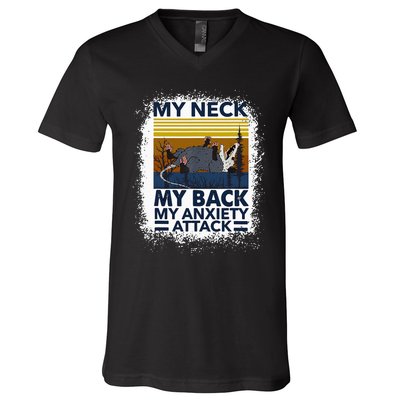 Possum My Neck My Back My Anxiety Attack Retro Opossums V-Neck T-Shirt