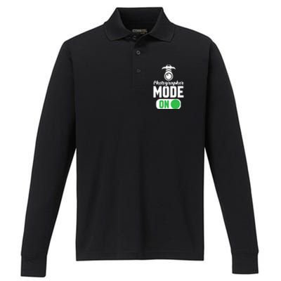 Photographer Mode On Funny Photographer Funny Gift Performance Long Sleeve Polo