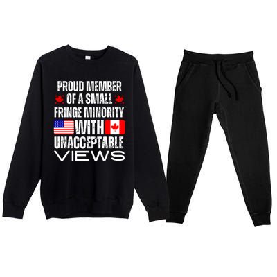 Proud Member Of Fringe Minority: America And Canada Together Premium Crewneck Sweatsuit Set