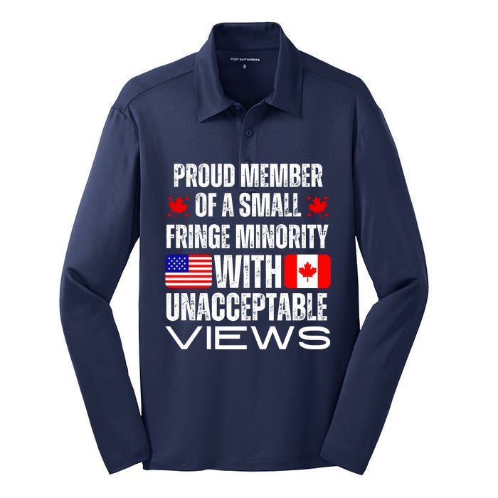 Proud Member Of Fringe Minority: America And Canada Together Silk Touch Performance Long Sleeve Polo