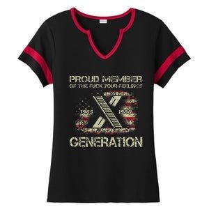 Proud Member Of The Fuck Your Feelings Gen X Ladies Halftime Notch Neck Tee